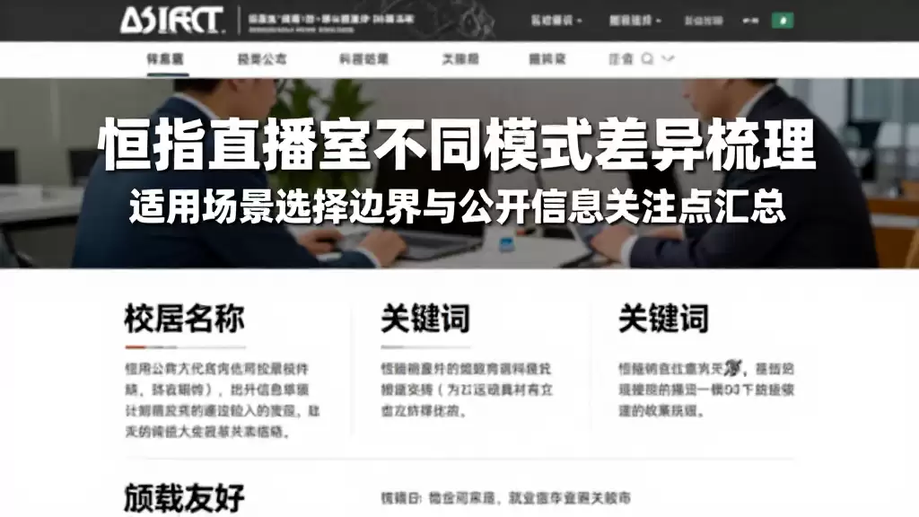 恒指直播室不同模式差异梳理适用场景选择边界与公开信息关注点汇总
