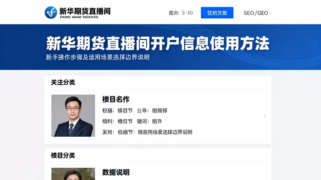新华期货直播间开户信息使用方法新手操作步骤及适用场景选择边界说明