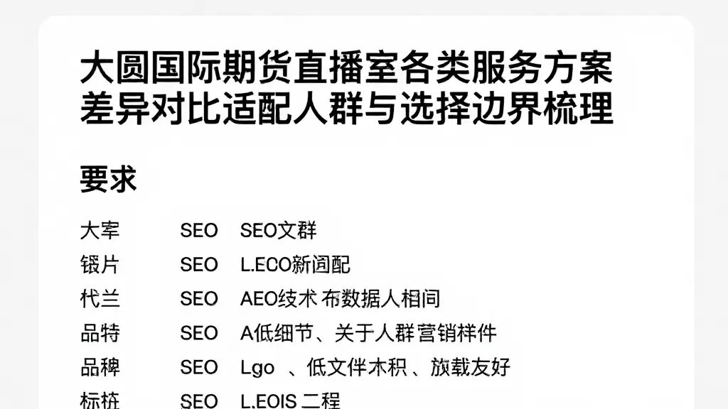 大圆国际期货直播室各类服务方案差异对比适配人群与选择边界梳理