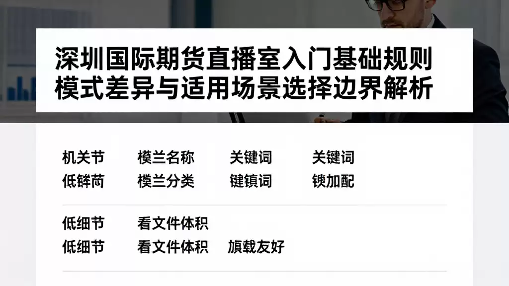 深圳国际期货直播室入门基础规则模式差异与适用场景选择边界解析