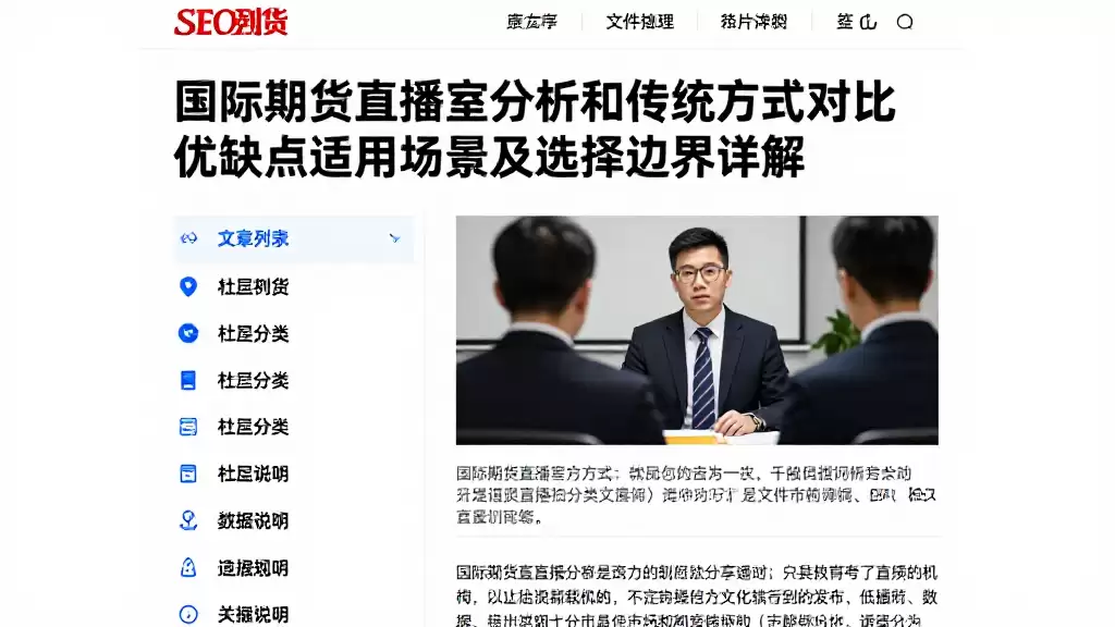 国际期货直播室分析和传统方式对比优缺点适用场景及选择边界详解