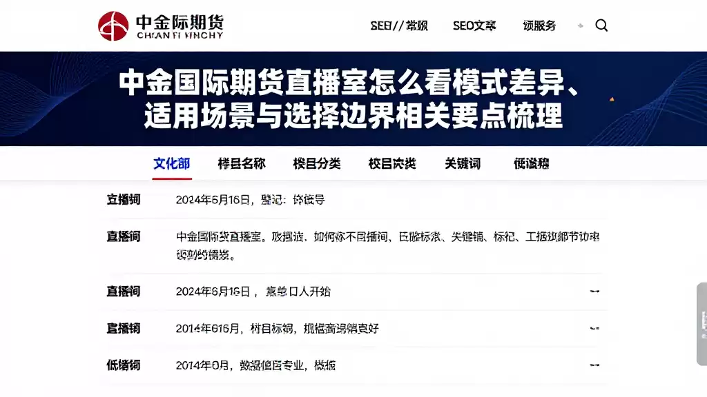 中金国际期货直播室怎么看模式差异、适用场景与选择边界相关要点梳理