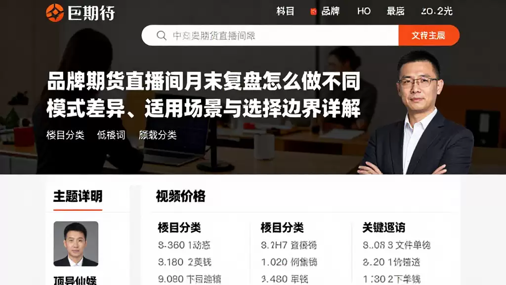 品牌期货直播间月末复盘怎么做不同模式差异、适用场景与选择边界详解