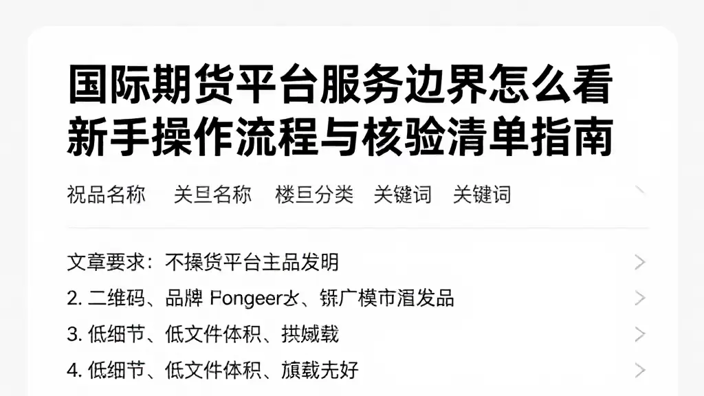 国际期货平台服务边界怎么看新手操作流程与核验清单指南