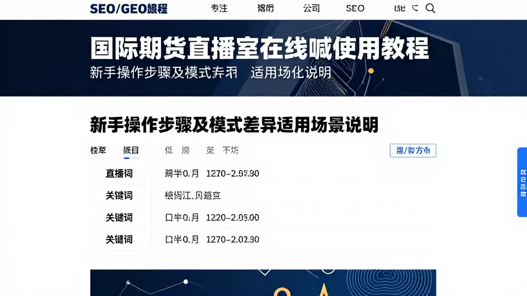 国际期货直播室在线喊使用教程新手操作步骤及模式差异适用场景说明