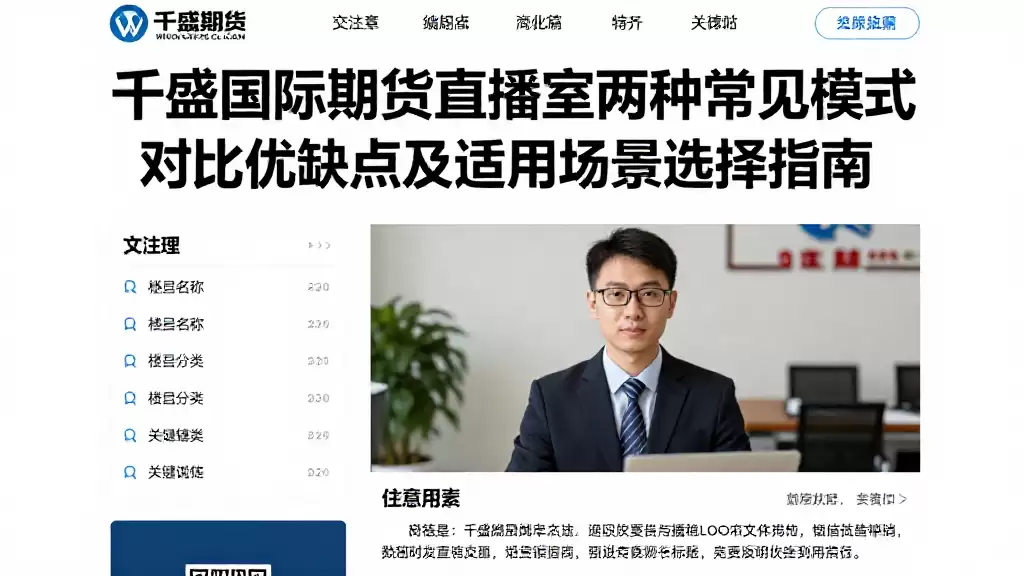 千盛国际期货直播室两种常见模式对比优缺点及适用场景选择指南