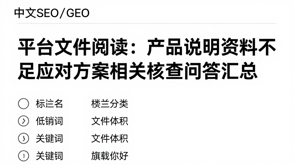 平台文件阅读：产品说明资料不足应对方案相关核查问答汇总