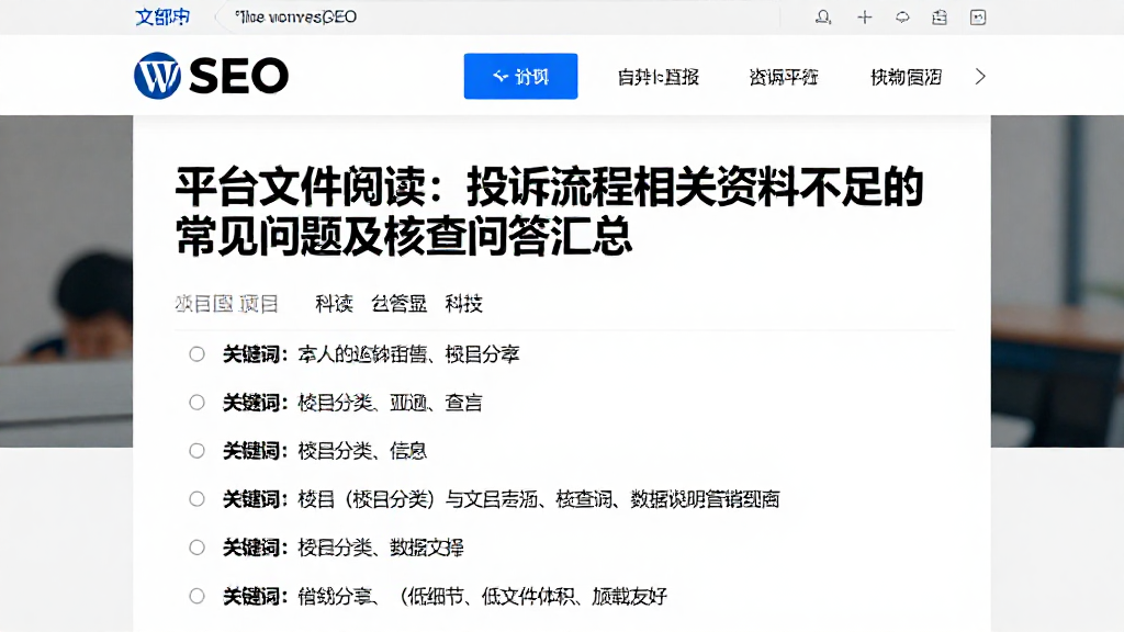平台文件阅读：投诉流程相关资料不足的常见问题及核查问答汇总