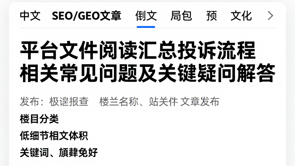 平台文件阅读汇总投诉流程相关常见问题及关键疑问解答