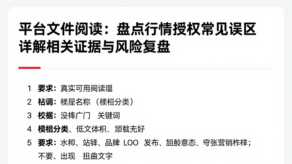 平台文件阅读：盘点行情授权常见误区详解相关证据与风险复盘