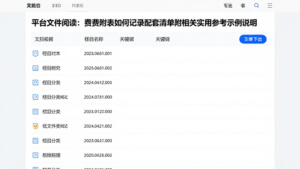 平台文件阅读：费用附表如何记录配套清单附相关实用参考示例说明