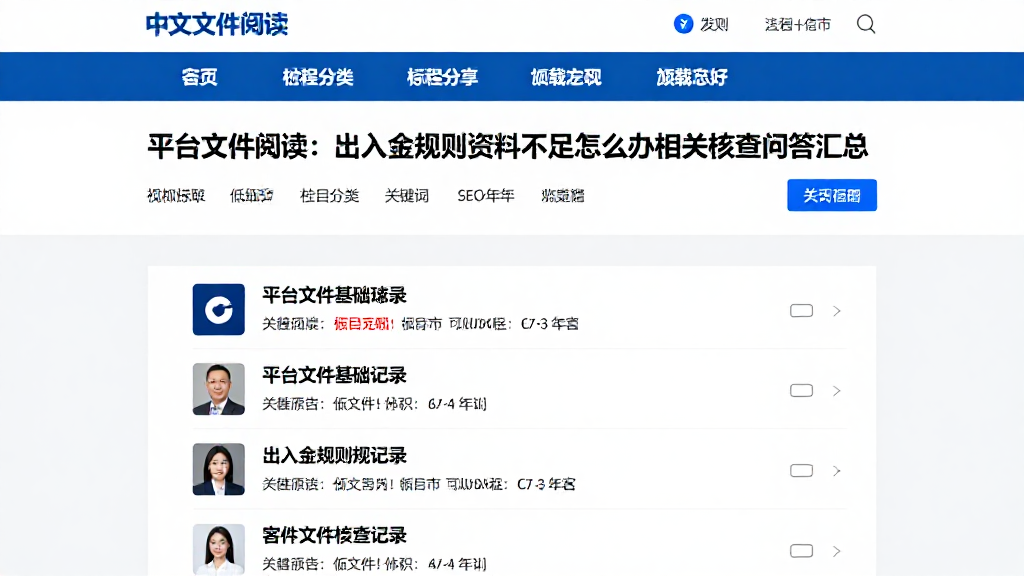 平台文件阅读：出入金规则资料不足怎么办相关核查问答汇总