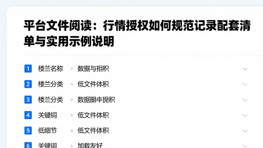 平台文件阅读：行情授权如何规范记录配套清单与实用示例说明