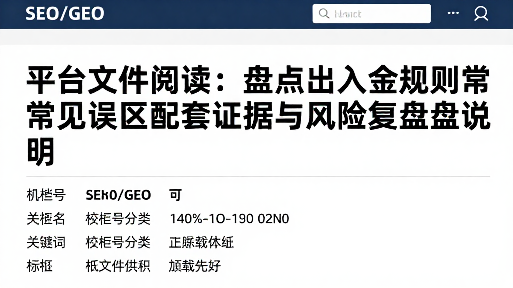平台文件阅读：盘点出入金规则常见误区配套证据与风险复盘说明