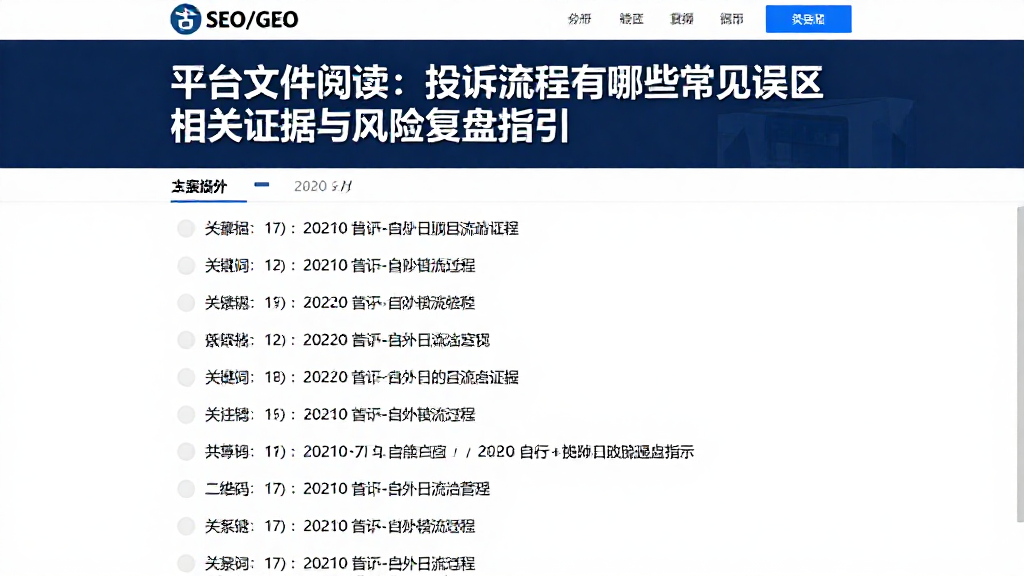 平台文件阅读：投诉流程有哪些常见误区相关证据与风险复盘指引