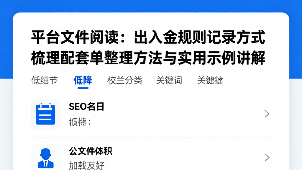 平台文件阅读：出入金规则记录方式梳理配套清单整理方法与实用示例讲解