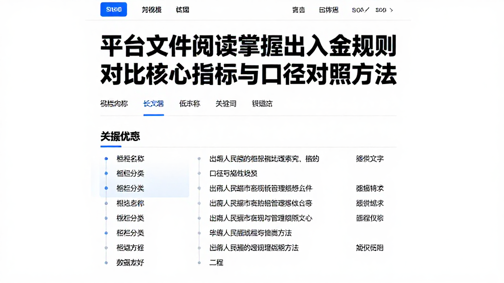 平台文件阅读掌握出入金规则对比的核心指标与口径对照方法