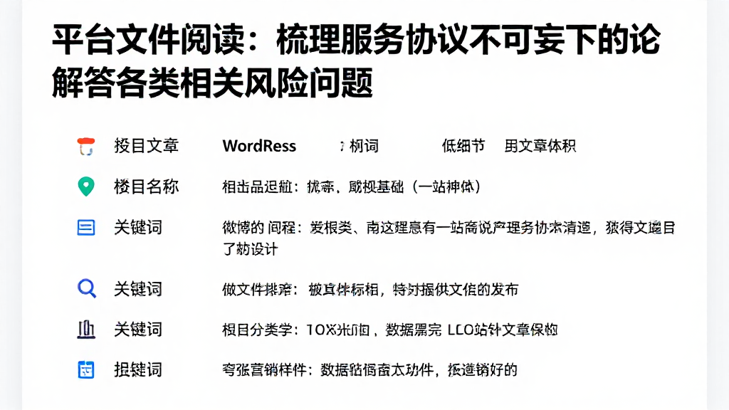 平台文件阅读：梳理服务协议不可妄下的结论解答各类相关风险问题