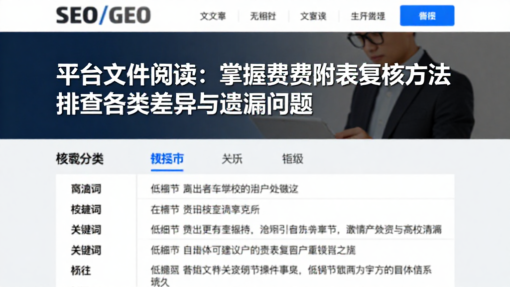 平台文件阅读：掌握费用附表复核方法排查各类差异与遗漏问题