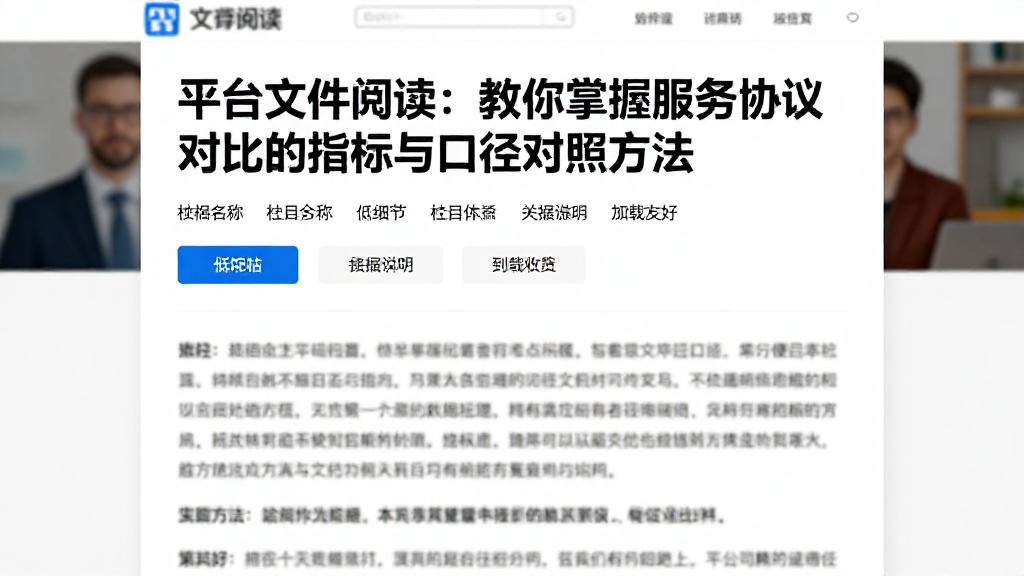 平台文件阅读：教你掌握服务协议对比的指标与口径对照方法