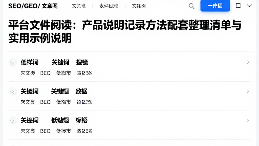 平台文件阅读：产品说明记录方法配套整理清单与实用示例说明
